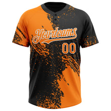 Load image into Gallery viewer, Custom Bay Orange Black-White 3D Pattern Abstract Brush Stroke Two-Button Unisex Softball Jersey