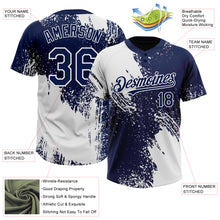 Load image into Gallery viewer, Custom White Navy 3D Pattern Abstract Brush Stroke Two-Button Unisex Softball Jersey