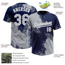 Load image into Gallery viewer, Custom Gray Navy-White 3D Pattern Abstract Brush Stroke Two-Button Unisex Softball Jersey