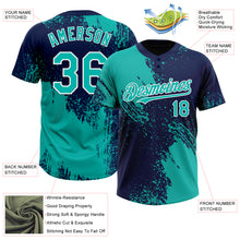 Load image into Gallery viewer, Custom Aqua Navy-White 3D Pattern Abstract Brush Stroke Two-Button Unisex Softball Jersey