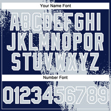 Load image into Gallery viewer, Custom Silver Navy-White 3D Pattern Abstract Brush Stroke Two-Button Unisex Softball Jersey