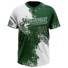 Load image into Gallery viewer, Custom White Green 3D Pattern Abstract Brush Stroke Two-Button Unisex Softball Jersey