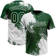 Load image into Gallery viewer, Custom White Green 3D Pattern Abstract Brush Stroke Two-Button Unisex Softball Jersey