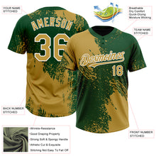 Load image into Gallery viewer, Custom Old Gold Green-White 3D Pattern Abstract Brush Stroke Two-Button Unisex Softball Jersey