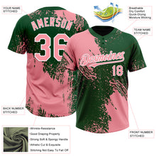 Load image into Gallery viewer, Custom Medium Pink Green-White 3D Pattern Abstract Brush Stroke Two-Button Unisex Softball Jersey