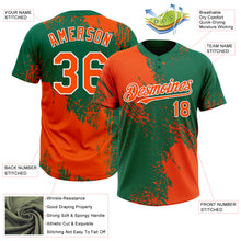 Load image into Gallery viewer, Custom Orange Kelly Green-White 3D Pattern Abstract Brush Stroke Two-Button Unisex Softball Jersey