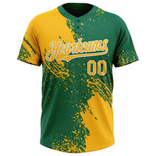 Load image into Gallery viewer, Custom Gold Kelly Green-White 3D Pattern Abstract Brush Stroke Two-Button Unisex Softball Jersey