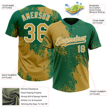 Load image into Gallery viewer, Custom Old Gold Kelly Green-White 3D Pattern Abstract Brush Stroke Two-Button Unisex Softball Jersey