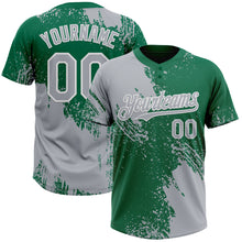 Load image into Gallery viewer, Custom Gray Kelly Green-White 3D Pattern Abstract Brush Stroke Two-Button Unisex Softball Jersey