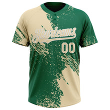 Load image into Gallery viewer, Custom Cream Kelly Green-White 3D Pattern Abstract Brush Stroke Two-Button Unisex Softball Jersey