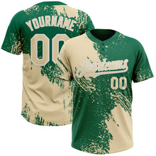 Load image into Gallery viewer, Custom Cream Kelly Green-White 3D Pattern Abstract Brush Stroke Two-Button Unisex Softball Jersey
