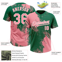 Load image into Gallery viewer, Custom Medium Pink Kelly Green-White 3D Pattern Abstract Brush Stroke Two-Button Unisex Softball Jersey