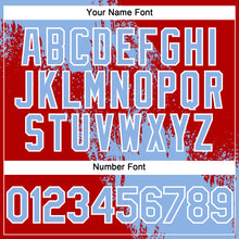 Load image into Gallery viewer, Custom Light Blue Red-White 3D Pattern Abstract Brush Stroke Two-Button Unisex Softball Jersey