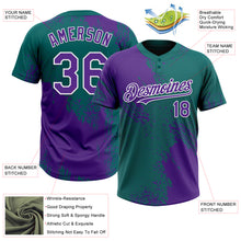 Load image into Gallery viewer, Custom Purple Teal-White 3D Pattern Abstract Brush Stroke Two-Button Unisex Softball Jersey