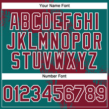 Load image into Gallery viewer, Custom Crimson Teal-White 3D Pattern Abstract Brush Stroke Two-Button Unisex Softball Jersey