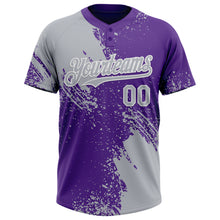 Load image into Gallery viewer, Custom Gray Purple-White 3D Pattern Abstract Brush Stroke Two-Button Unisex Softball Jersey
