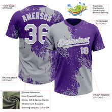 Load image into Gallery viewer, Custom Gray Purple-White 3D Pattern Abstract Brush Stroke Two-Button Unisex Softball Jersey
