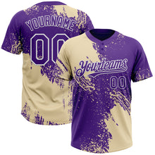 Load image into Gallery viewer, Custom Cream Purple-White 3D Pattern Abstract Brush Stroke Two-Button Unisex Softball Jersey