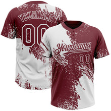 Load image into Gallery viewer, Custom White Burgundy 3D Pattern Abstract Brush Stroke Two-Button Unisex Softball Jersey