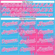 Load image into Gallery viewer, Custom Pink Sky Blue-White 3D Pattern Abstract Brush Stroke Two-Button Unisex Softball Jersey