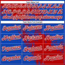 Load image into Gallery viewer, Custom Red Thunder Blue-White 3D Pattern Abstract Brush Stroke Two-Button Unisex Softball Jersey