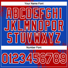 Load image into Gallery viewer, Custom Red Thunder Blue-White 3D Pattern Abstract Brush Stroke Two-Button Unisex Softball Jersey