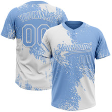Load image into Gallery viewer, Custom White Light Blue 3D Pattern Abstract Brush Stroke Two-Button Unisex Softball Jersey