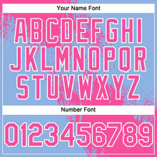 Load image into Gallery viewer, Custom Pink Light Blue-White 3D Pattern Abstract Brush Stroke Two-Button Unisex Softball Jersey