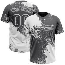 Load image into Gallery viewer, Custom White Steel Gray 3D Pattern Abstract Brush Stroke Two-Button Unisex Softball Jersey