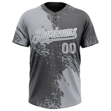 Load image into Gallery viewer, Custom Gray Steel Gray-White 3D Pattern Abstract Brush Stroke Two-Button Unisex Softball Jersey