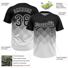 Load image into Gallery viewer, Custom Black White 3D Gradient Square Shape Two-Button Unisex Softball Jersey