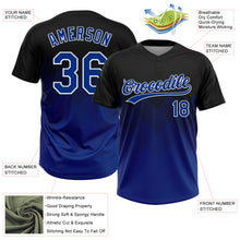 Load image into Gallery viewer, Custom Black Royal-White 3D Gradient Square Shape Two-Button Unisex Softball Jersey
