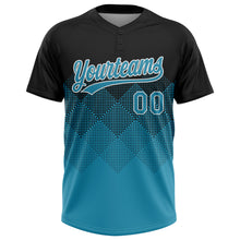 Load image into Gallery viewer, Custom Black Panther Blue-White 3D Gradient Square Shape Two-Button Unisex Softball Jersey