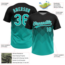 Load image into Gallery viewer, Custom Black Aqua-White 3D Gradient Square Shape Two-Button Unisex Softball Jersey