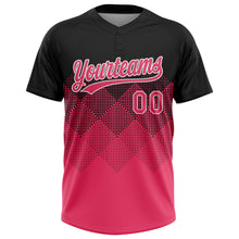 Load image into Gallery viewer, Custom Black Neon Pink-White 3D Gradient Square Shape Two-Button Unisex Softball Jersey
