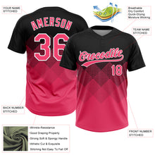 Load image into Gallery viewer, Custom Black Neon Pink-White 3D Gradient Square Shape Two-Button Unisex Softball Jersey