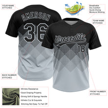 Load image into Gallery viewer, Custom Black Silver 3D Gradient Square Shape Two-Button Unisex Softball Jersey