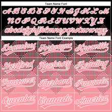 Load image into Gallery viewer, Custom Black Medium Pink-White 3D Gradient Square Shape Two-Button Unisex Softball Jersey