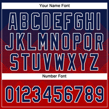 Load image into Gallery viewer, Custom Navy Red-White 3D Gradient Square Shape Two-Button Unisex Softball Jersey