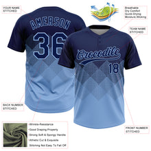 Load image into Gallery viewer, Custom Navy Light Blue 3D Gradient Square Shape Two-Button Unisex Softball Jersey