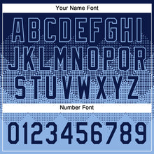 Load image into Gallery viewer, Custom Navy Light Blue 3D Gradient Square Shape Two-Button Unisex Softball Jersey