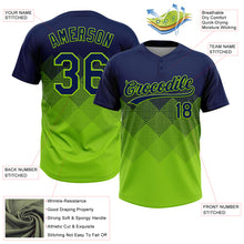 Load image into Gallery viewer, Custom Navy Neon Green 3D Gradient Square Shape Two-Button Unisex Softball Jersey