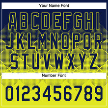 Load image into Gallery viewer, Custom Navy Neon Yellow 3D Gradient Square Shape Two-Button Unisex Softball Jersey