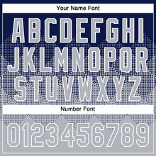 Load image into Gallery viewer, Custom Navy Gray-White 3D Gradient Square Shape Two-Button Unisex Softball Jersey