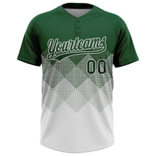Load image into Gallery viewer, Custom Green White 3D Gradient Square Shape Two-Button Unisex Softball Jersey