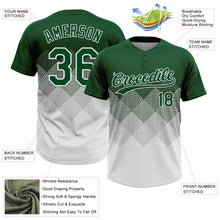 Load image into Gallery viewer, Custom Green White 3D Gradient Square Shape Two-Button Unisex Softball Jersey