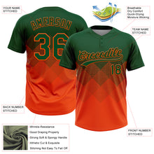 Load image into Gallery viewer, Custom Green Orange 3D Gradient Square Shape Two-Button Unisex Softball Jersey