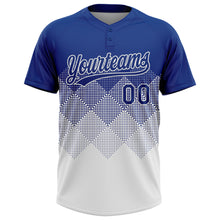 Load image into Gallery viewer, Custom Royal White 3D Gradient Square Shape Two-Button Unisex Softball Jersey