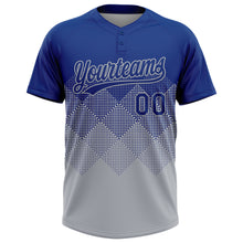 Load image into Gallery viewer, Custom Royal Gray 3D Gradient Square Shape Two-Button Unisex Softball Jersey