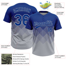 Load image into Gallery viewer, Custom Royal Gray 3D Gradient Square Shape Two-Button Unisex Softball Jersey